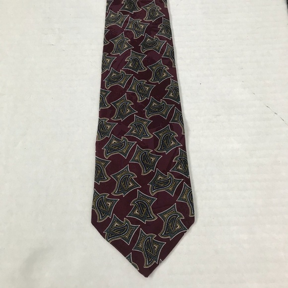 NWT Burgundy Purple Green Gold Cream Silk Tie - Picture 8 of 10